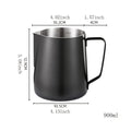 Stainless Steel Milk Pitcher 900ML Black And White Large Capacity La Hua Cup, Made Of 304 Stainless Steel, Suitable For Milk, Coffee, And Lattes; A Professional Milk Pitcher For Coffee Machines