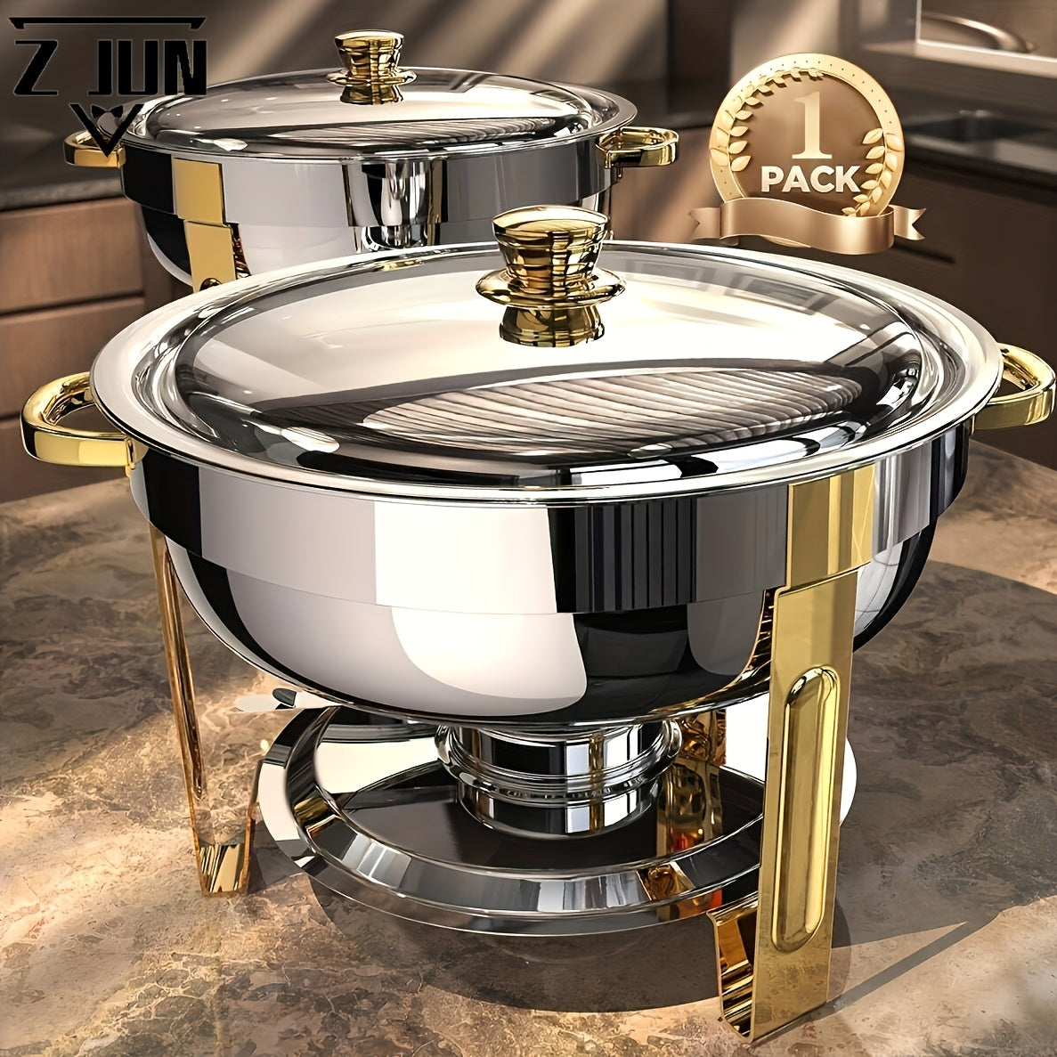 Insulated Cooking Pots Set Stainless Steel Insulated Cooking Pots Set with Glass Lids and Bases | Round Self-Service Insulated Pots - Ideal for Catering, Event Dining, No Power Required, Cooking Use Only, Buffet