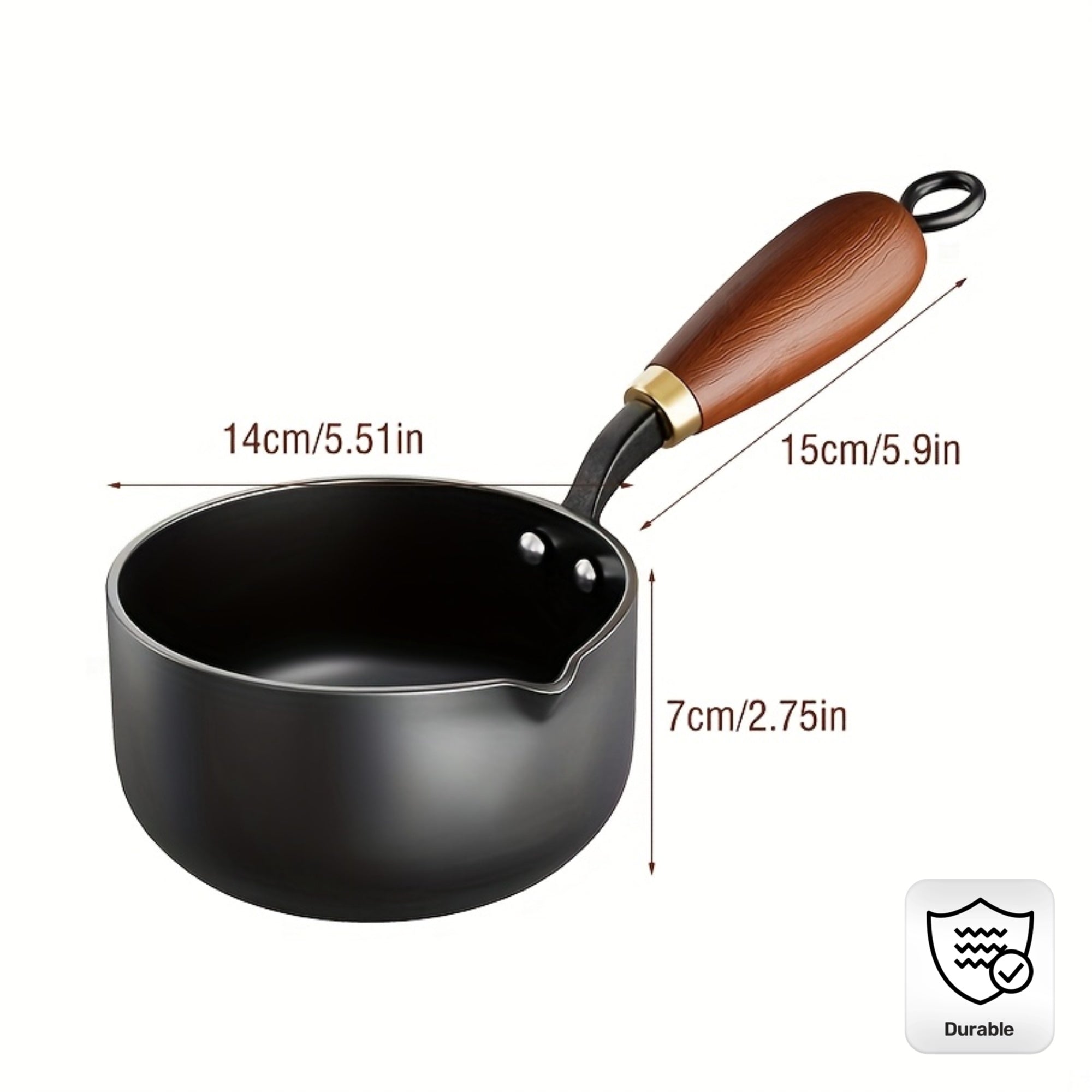 Pot for Milk And Soup Featuring a Wooden Handle - Suitable for Induction Cooktops, Perfect for Whipping Cream, Boiling Water, And Preparing Soups, Essential Kitchen Cookware, Compatible with Stovetops, Stylish And Durable
