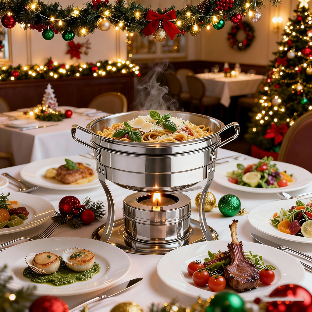 1Qt-1pc\u002F4pcs Mini Meat Sauce Warmer-Chafing Dishes Buffet Use, Round Insulated with Glass Lid, for Single Or Group Dining, Stainless Steel Hot Pot Stove And Buffet Insulated, for Parties And Weddings-Only for Cooking