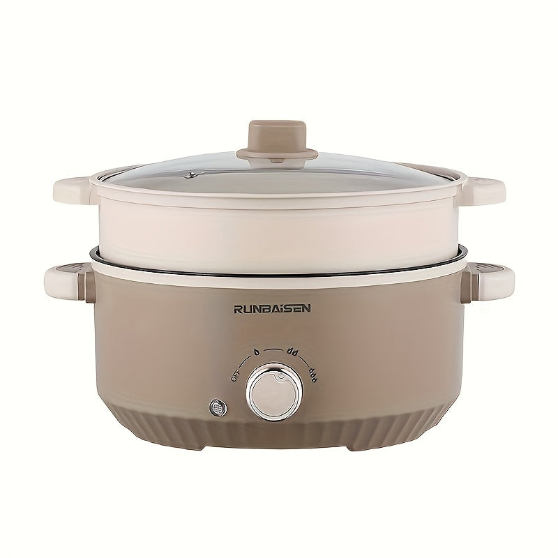 US Standard 9.45inch Diameter Double-Layer Electric Cooker, Electric Hot Pot, Multi-Functional Cooking Pot, Electric Frying Pan, Suitable for Various Occasions Such As Parties, Family Meals, Home Use, Dormitories, And RV Camping
