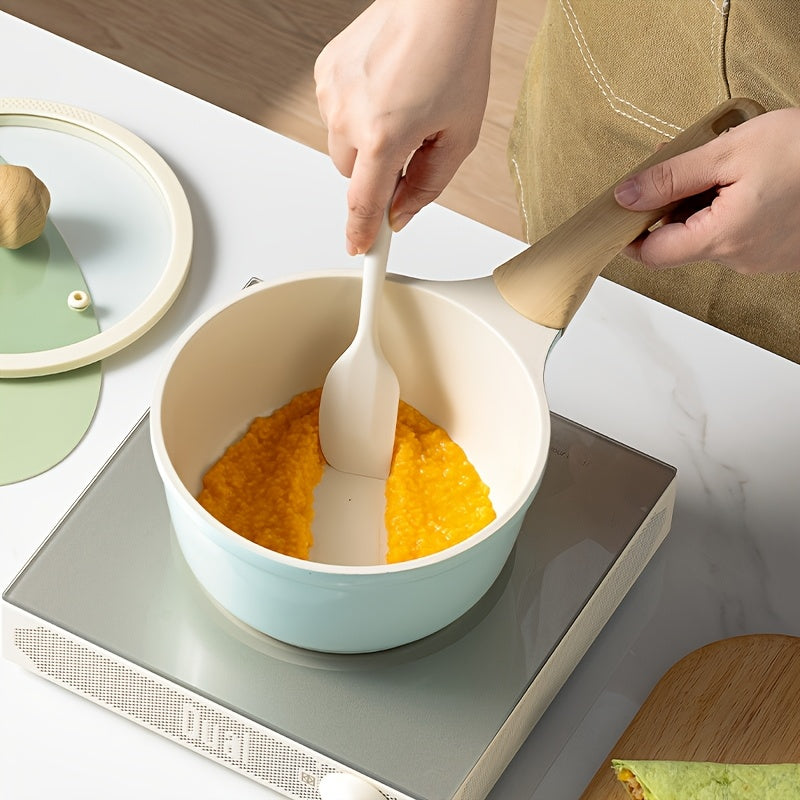 COOKER KING 57.48oz Titanium-Containing Ceramic-Coated Nonstick Saucepan with Silicone Glass Lid, Multipurpose Induction Ready Pot, Stay-Cool Handles, PFOA-Free, PTFE-Free, Compatible with All Cooktops, Aluminum Alloy, Safe, Kitchen Accessory