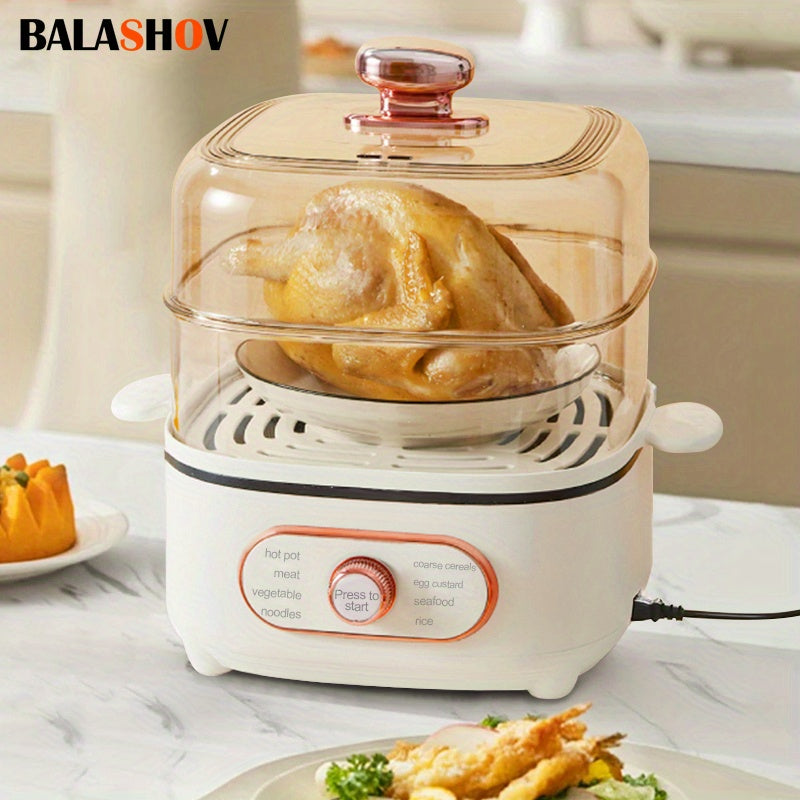 BALASHOV US Plug 2 Tier Electric Food Steamer for Cooking Vegetables, with Visualization Lids and Stackable Baskets for Fast Simultaneous Cooking, 9.5QT Multifunctional Electric Hot Pot, Auto Shutoff & Boil Dry Protection
