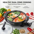 AORAN Split Dual-Zone Electric Hot Pot with Glass Lid & Non-Stick Pot - Dual-Zone Cooking for Simmering\u002FFrying, Adjustable Temperature, Fast Heating, Heavy-Duty for Home\u002FCamping, Suitable for 3-8 People, Easy-Clean Holiday Gift ( Plug)