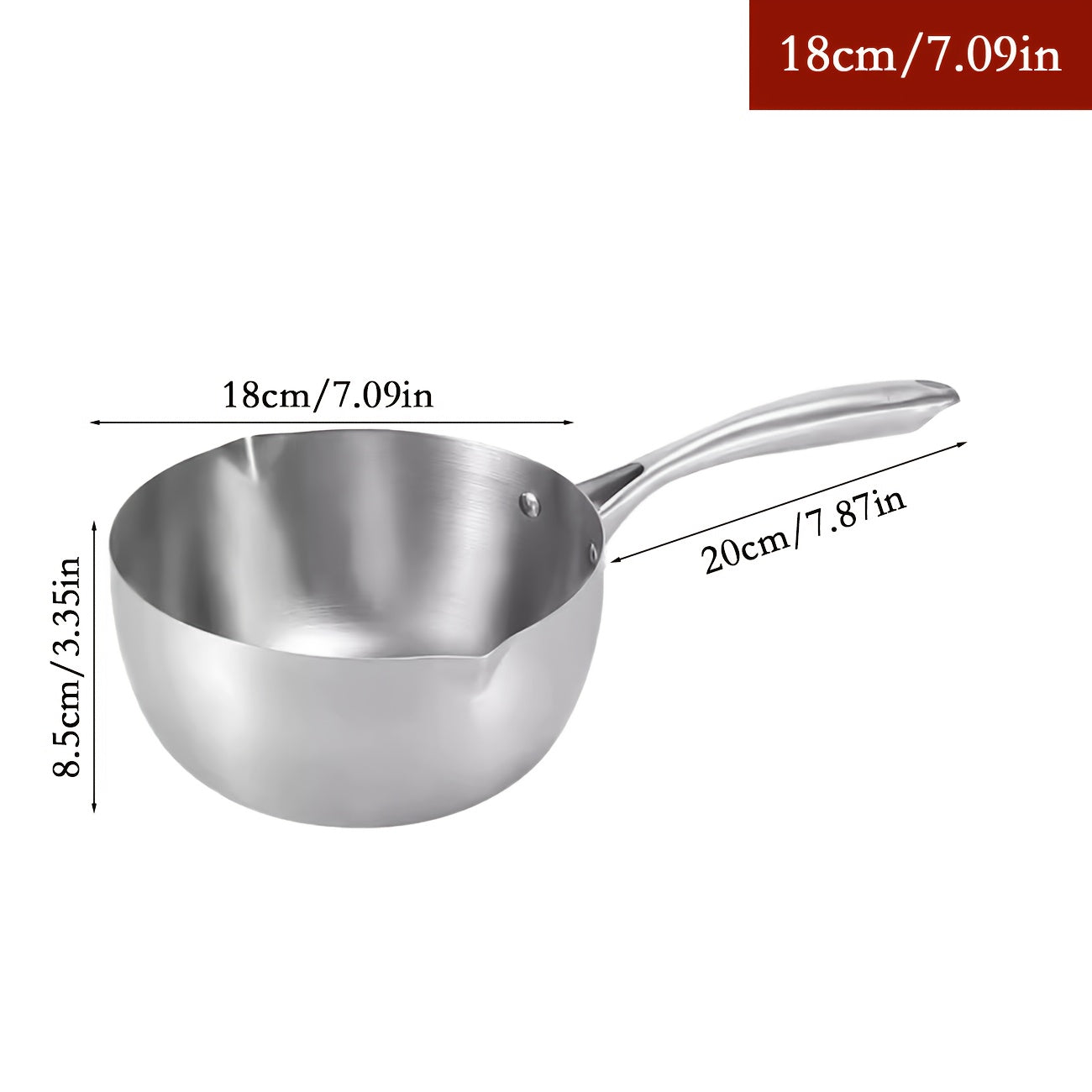 A Stainless Steel Cooking Pot, 7.09inch Milk Pot, Compatible with Gas And Induction Stoves, Featuring a Stainless Steel Handle And a Pouring Spout - Ideal for Cooking Noodles, Heating Milk, Making Soup, And Boiling Porridge