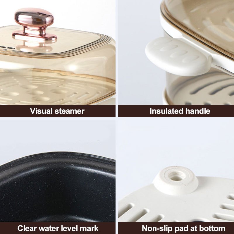 BALASHOV US Plug 2 Tier Electric Food Steamer for Cooking Vegetables, with Visualization Lids and Stackable Baskets for Fast Simultaneous Cooking, 9.5QT Multifunctional Electric Hot Pot, Auto Shutoff & Boil Dry Protection