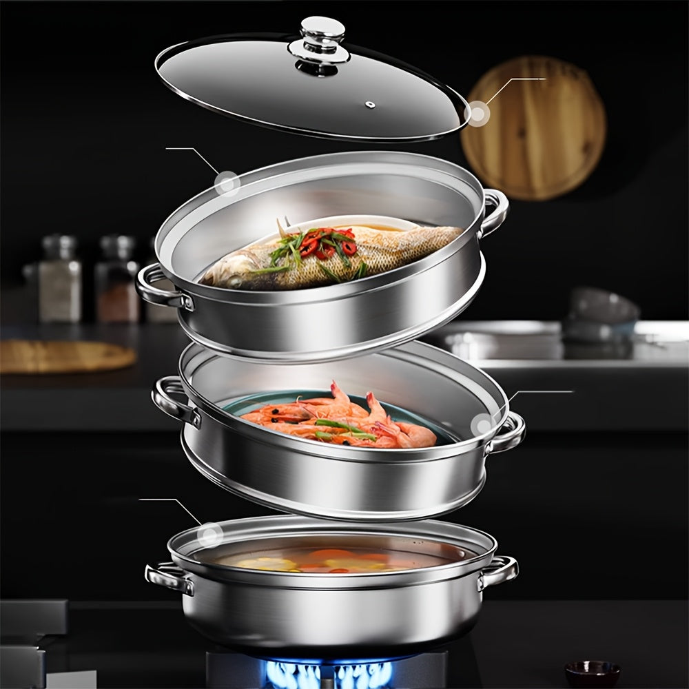 Multilayer Silvery Soup Steamer Multi-layer Soup Steamer (Silvery)