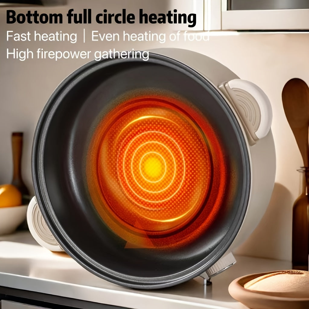 US Standard 9.45inch Diameter Double-Layer Electric Cooker, Electric Hot Pot, Multi-Functional Cooking Pot, Electric Frying Pan, Suitable for Various Occasions Such As Parties, Family Meals, Home Use, Dormitories, And RV Camping