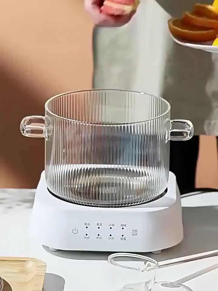 2 covered cooking glass pots, stew pots, glass stew pots, flat bottomed heat-resistant borosilicate glass soup pots, milk and baby food, noodle cooking utensils