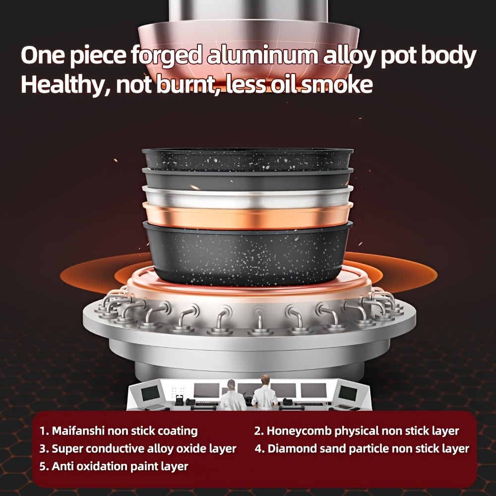 Aoran Yin-Yang Pot - Large Multi-Function Cooker with Non-Stick Pot & Lid Compatible for Steaming, Boiling, Frying, Stir-Fry, Stewing - Quick Boil, Easy Clean, American Plug (110), Black - Ideal for Asian & Western