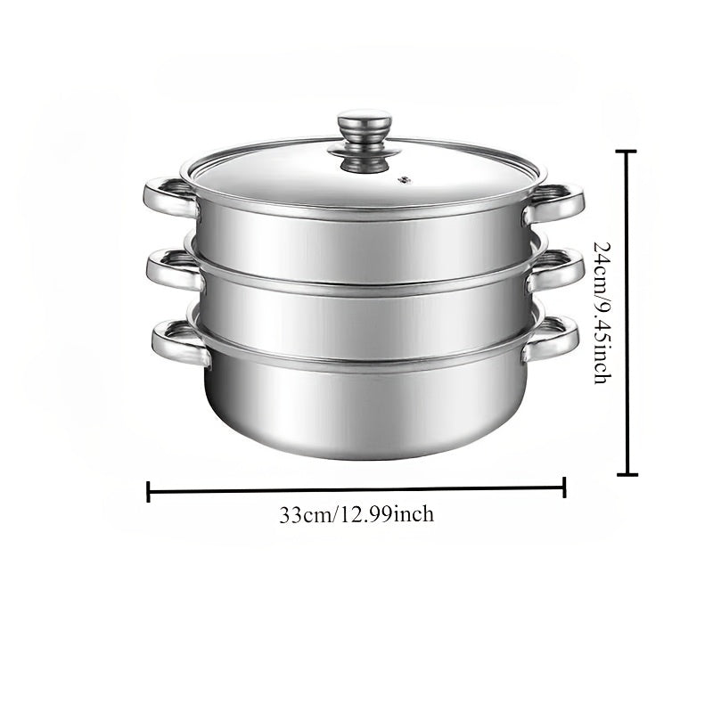 1pc Stainless Steel Steamer with Lid