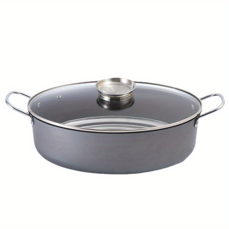 Multi-functional Steamer Pot for Home Use, Large Non-Stick Frying Pan, Steaming and Cooking Pot, Fish Steaming Pan, Seafood Steamer, Compatible with Both Open Flame and Induction Cooktops