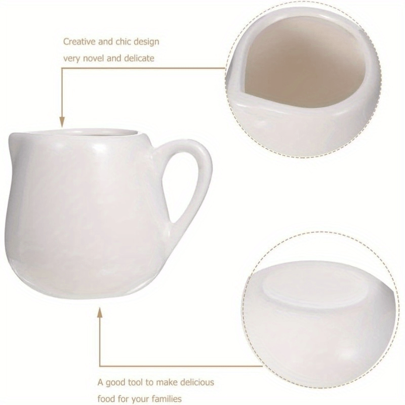 Handle Milk Cup Ceramic Sauce Pot | Creative Coffee Milk Cup, Sugar Cup, Stable Grip, Western Style, Fashionable Kitchen Seasoning Cup, Suitable for Family and Restaurant Use