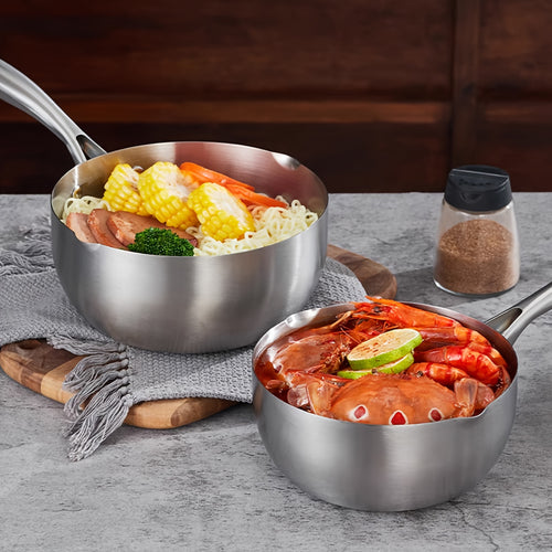 A Stainless Steel Cooking Pot, 7.09inch Milk Pot, Compatible with Gas And Induction Stoves, Featuring a Stainless Steel Handle And a Pouring Spout - Ideal for Cooking Noodles, Heating Milk, Making Soup, And Boiling Porridge