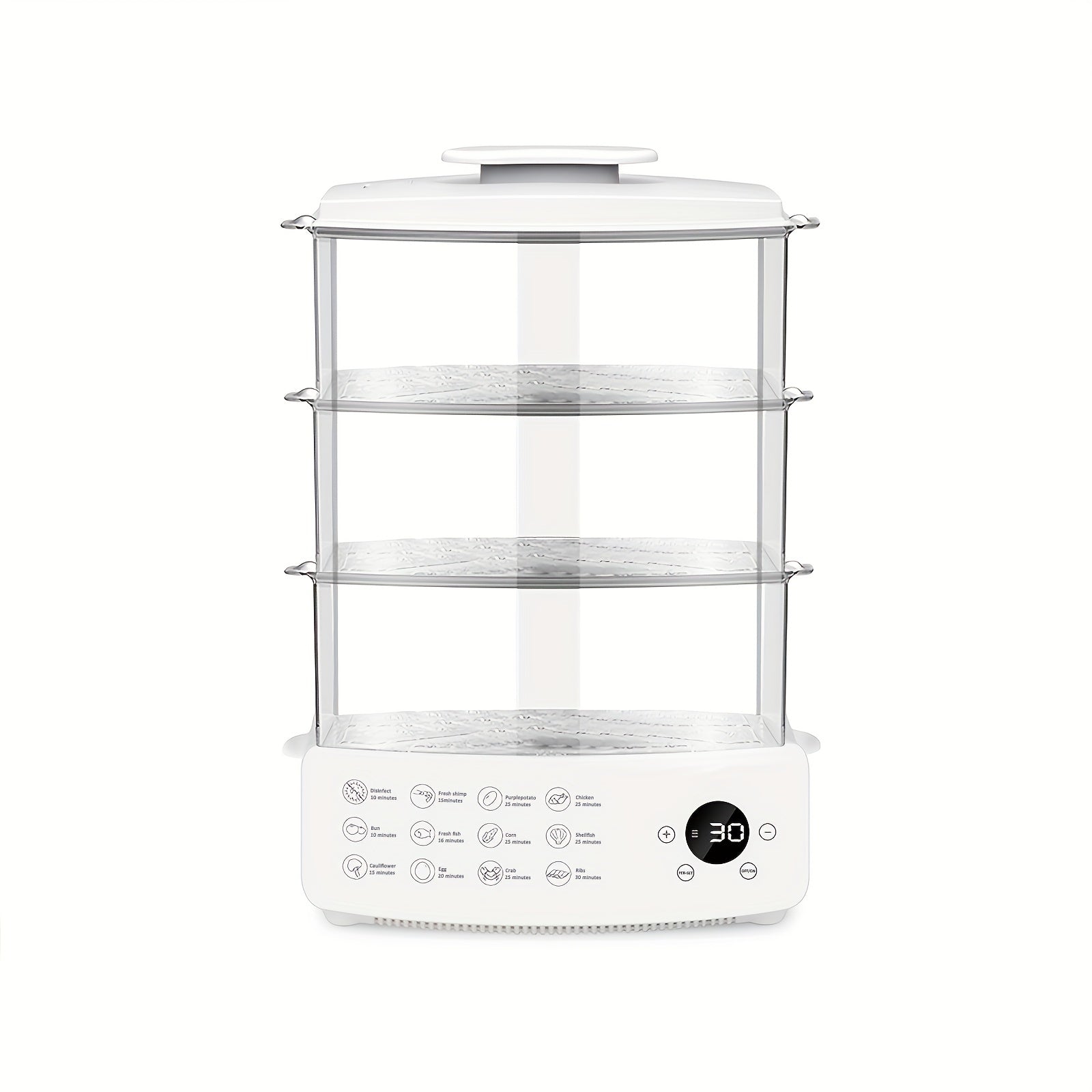Digital Steamer 3-Tier Digital Steamer with Auto Shutoff - Fast, Healthy Cooking for Vegetables, Meats & Grains | Stackable Baskets & Timer | 110-130V US Plug