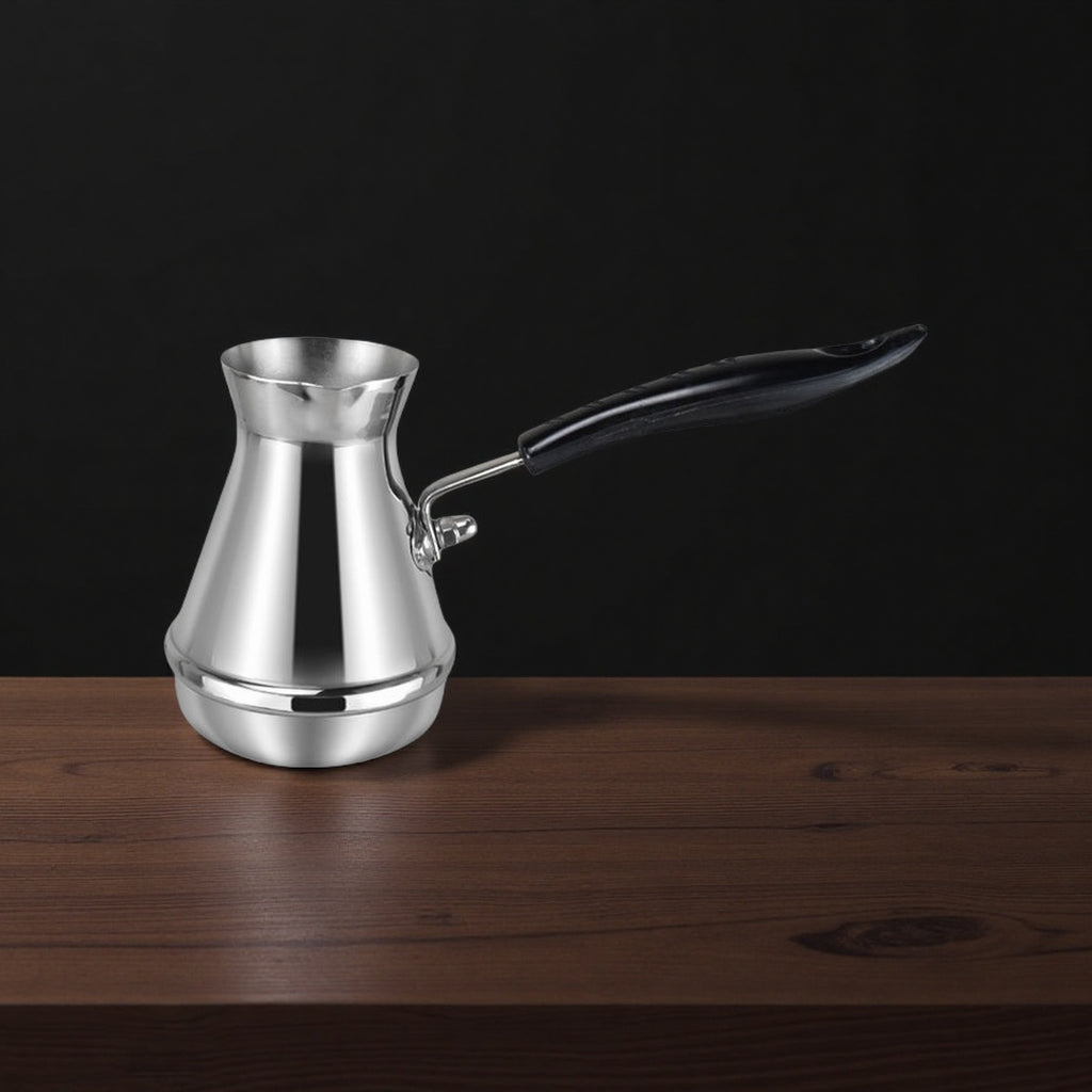 Turkish Stainless Steel Coffee Pot • European Style Long Handle Coffee Appliance Tool • Milk Jug Milk Frother • Hand Flush Pot Latte Cup for Coffee Making