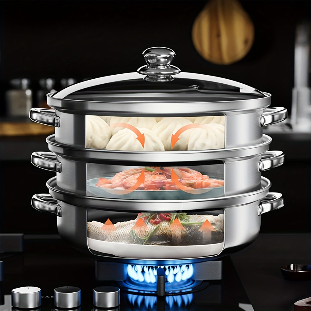 Multilayer Silvery Soup Steamer Multi-layer Soup Steamer (Silvery)