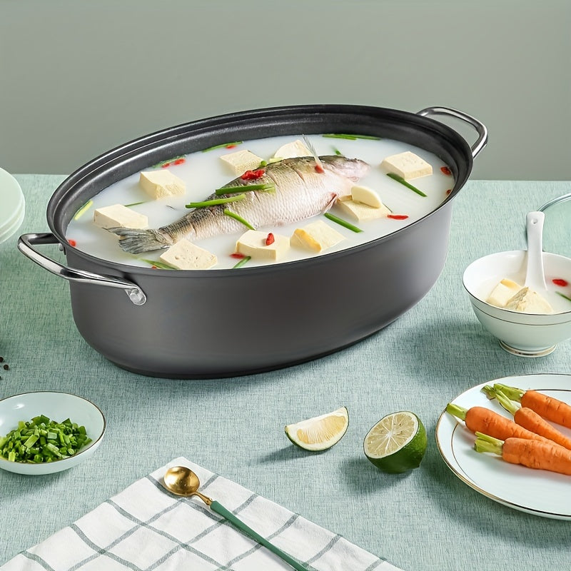 Multi-functional Steamer Pot for Home Use, Large Non-Stick Frying Pan, Steaming and Cooking Pot, Fish Steaming Pan, Seafood Steamer, Compatible with Both Open Flame and Induction Cooktops