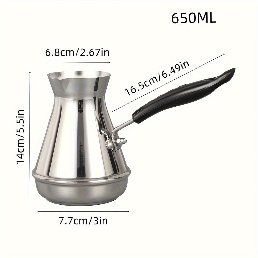 Turkish Stainless Steel Coffee Pot • European Style Long Handle Coffee Appliance Tool • Milk Jug Milk Frother • Hand Flush Pot Latte Cup for Coffee Making