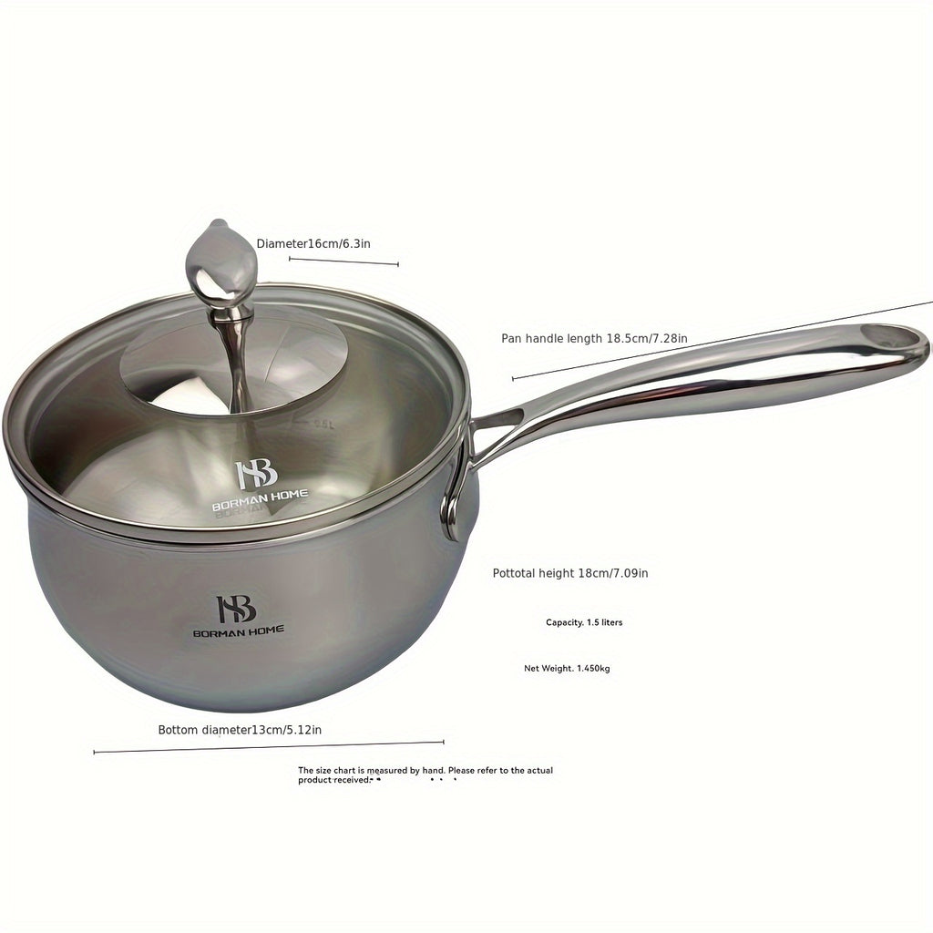 household integrated structure 18\u002F10 stainless steel thickened 16cm soup pot | milk, noodle, stewing pot | three-layer composite