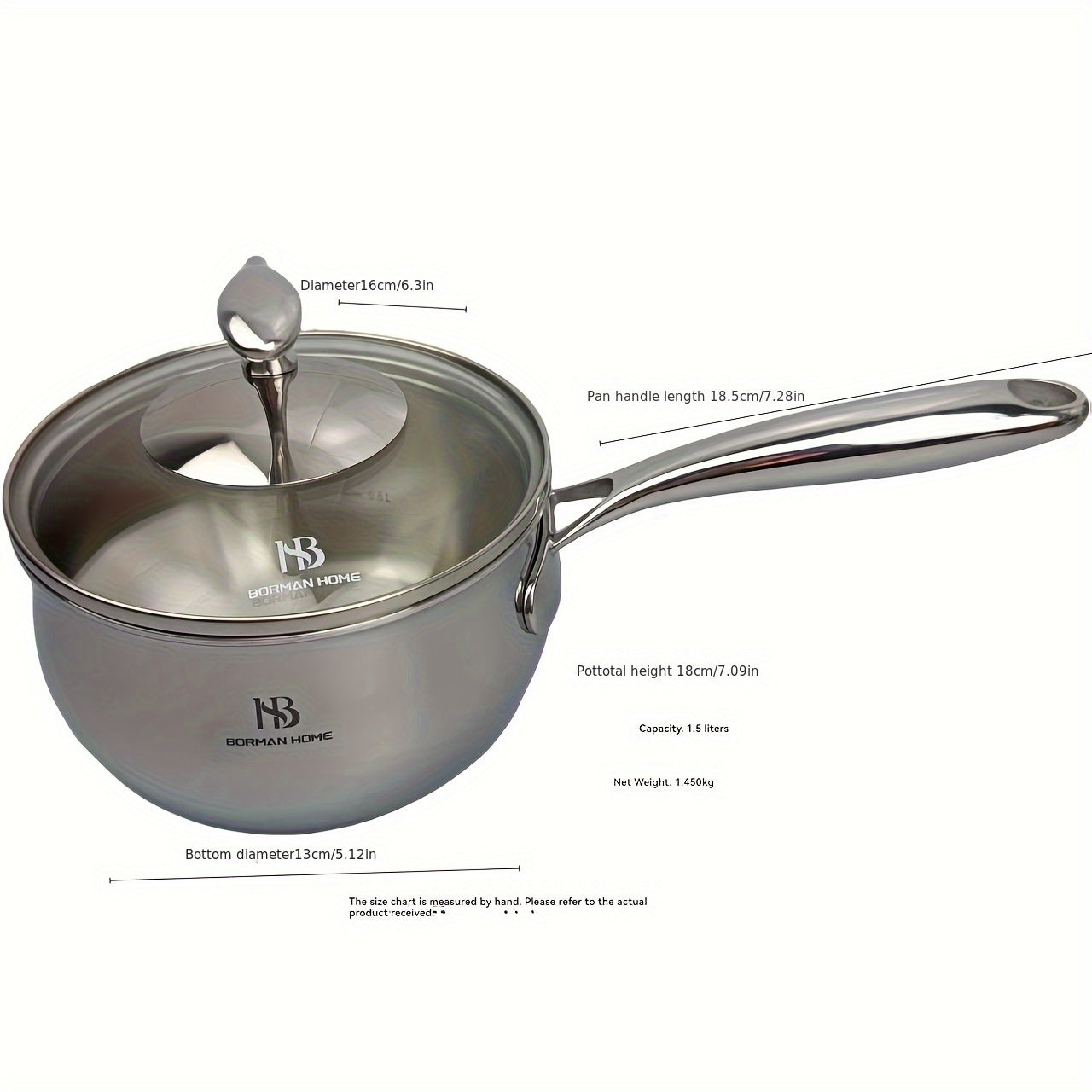 household integrated structure 18\u002F10 stainless steel thickened 16cm soup pot | milk, noodle, stewing pot | three-layer composite