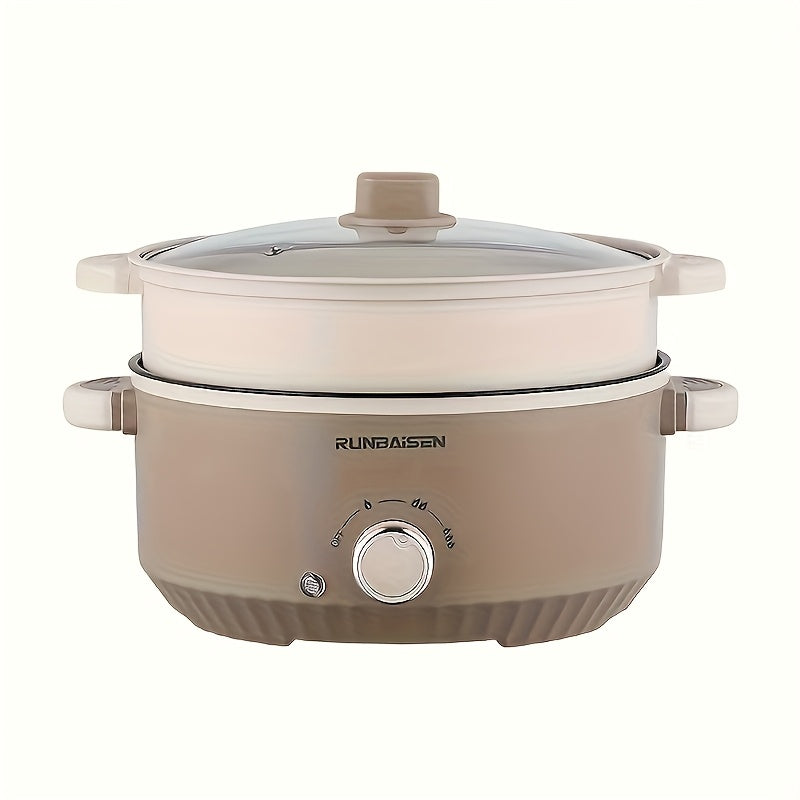 US Standard 9.45inch Diameter Double-Layer Electric Cooker, Electric Hot Pot, Multi-Functional Cooking Pot, Electric Frying Pan, Suitable for Various Occasions Such As Parties, Family Meals, Home Use, Dormitories, And RV Camping