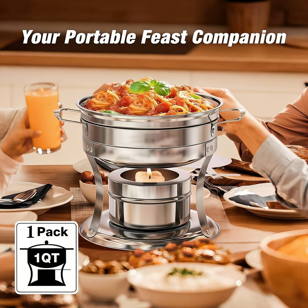 1Qt-1pc\u002F4pcs Mini Meat Sauce Warmer-Chafing Dishes Buffet Use, Round Insulated with Glass Lid, for Single Or Group Dining, Stainless Steel Hot Pot Stove And Buffet Insulated, for Parties And Weddings-Only for Cooking