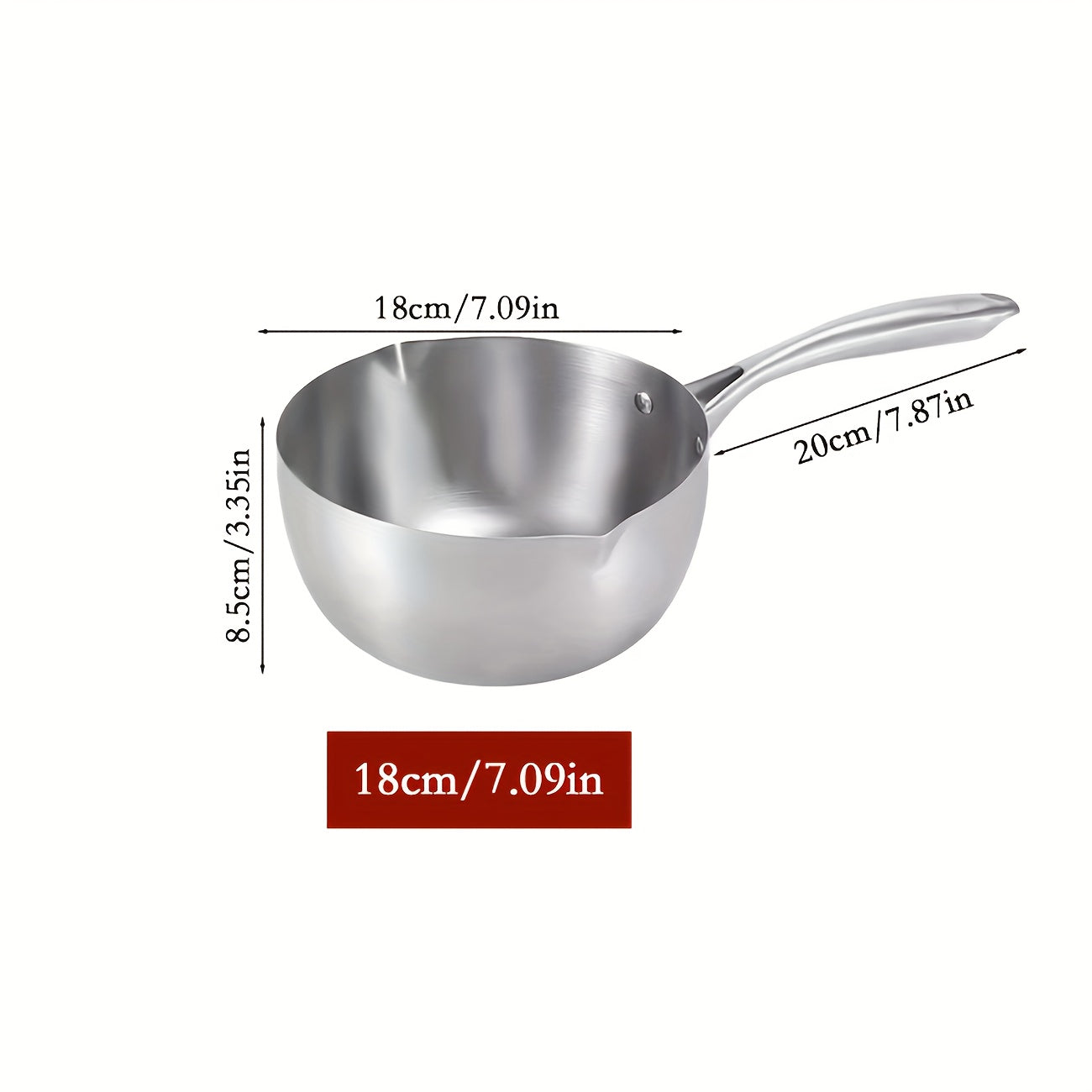 A Stainless Steel Cooking Pot, 7.09inch Milk Pot, Compatible with Gas And Induction Stoves, Featuring a Stainless Steel Handle And a Pouring Spout - Ideal for Cooking Noodles, Heating Milk, Making Soup, And Boiling Porridge