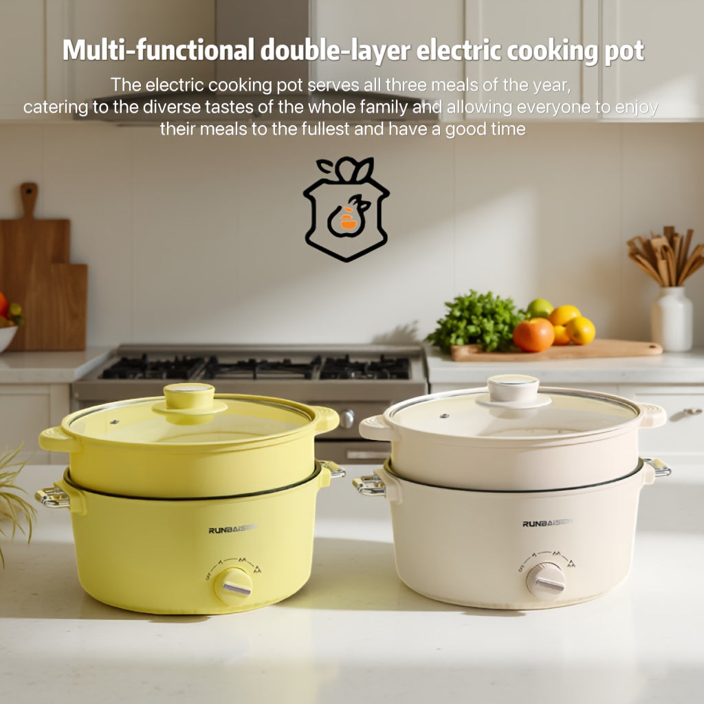 Large-Capacity Electric Steamer with 24Cm Diameter • Double-Layer Electric Hot Pot • Versatile Cooking Pot for Home Use • Electric Hot Pot • Multifunctional Cooking Pot • All-In-One Pot • Perfect for Family Gatherings