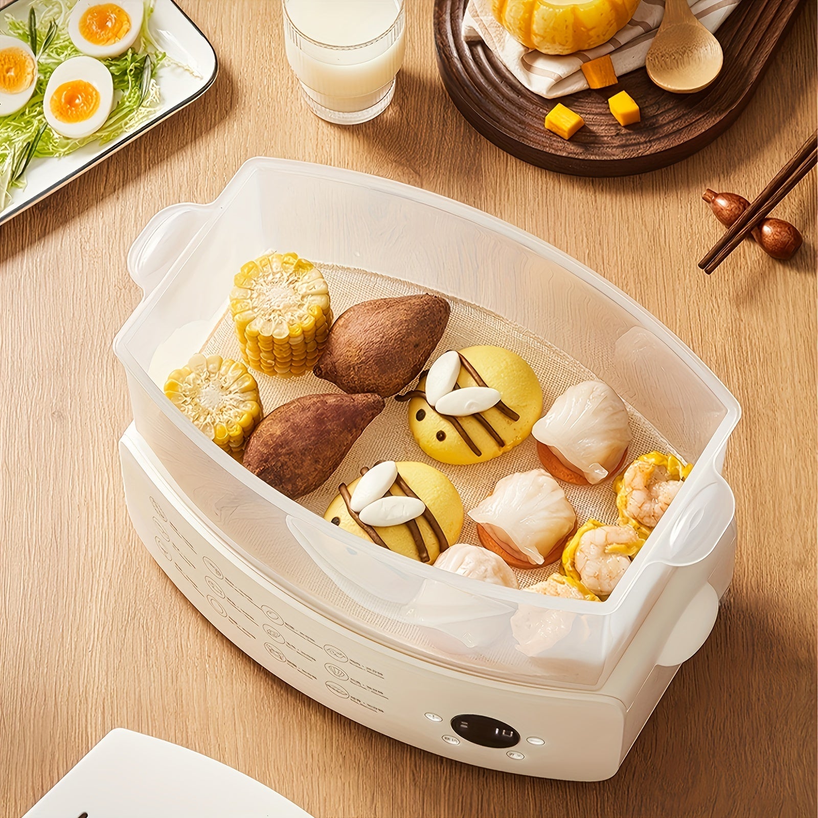 Digital Steamer 3-Tier Digital Steamer with Auto Shutoff - Fast, Healthy Cooking for Vegetables, Meats & Grains | Stackable Baskets & Timer | 110-130V US Plug