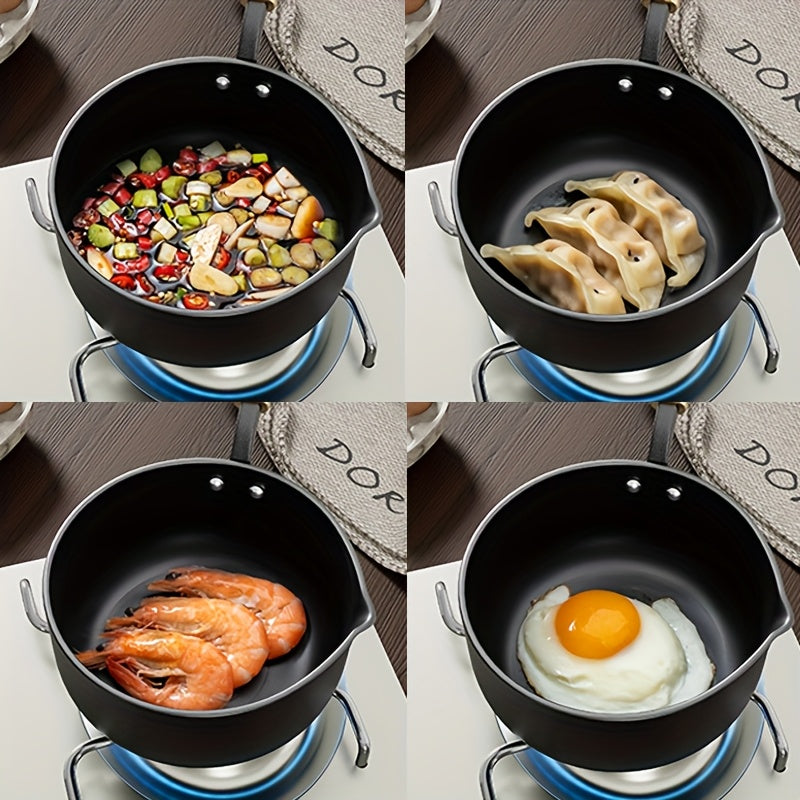 Pot for Milk And Soup Featuring a Wooden Handle - Suitable for Induction Cooktops, Perfect for Whipping Cream, Boiling Water, And Preparing Soups, Essential Kitchen Cookware, Compatible with Stovetops, Stylish And Durable