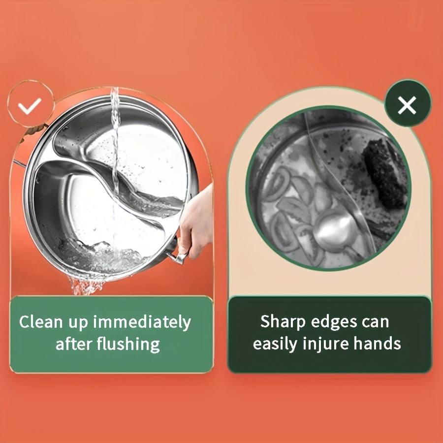 Stainless Steel 12.6-Inch Double Compartment • Thickened Design Home Hot Pot • Suitable for Induction Cookers • Chinese Divided Flavor Hot Pot • Usable in All Four Seasons