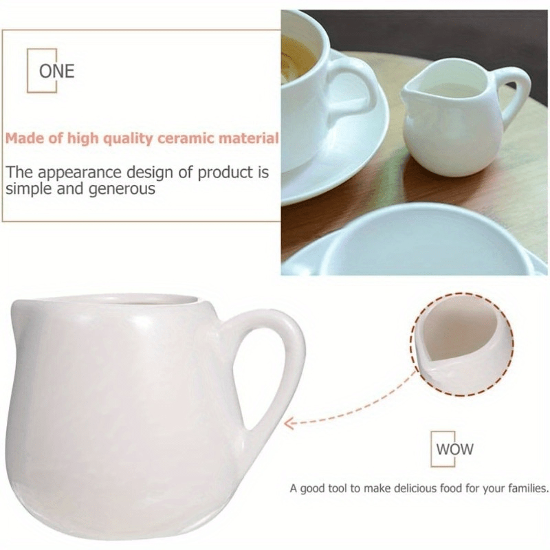 Handle Milk Cup Ceramic Sauce Pot | Creative Coffee Milk Cup, Sugar Cup, Stable Grip, Western Style, Fashionable Kitchen Seasoning Cup, Suitable for Family and Restaurant Use