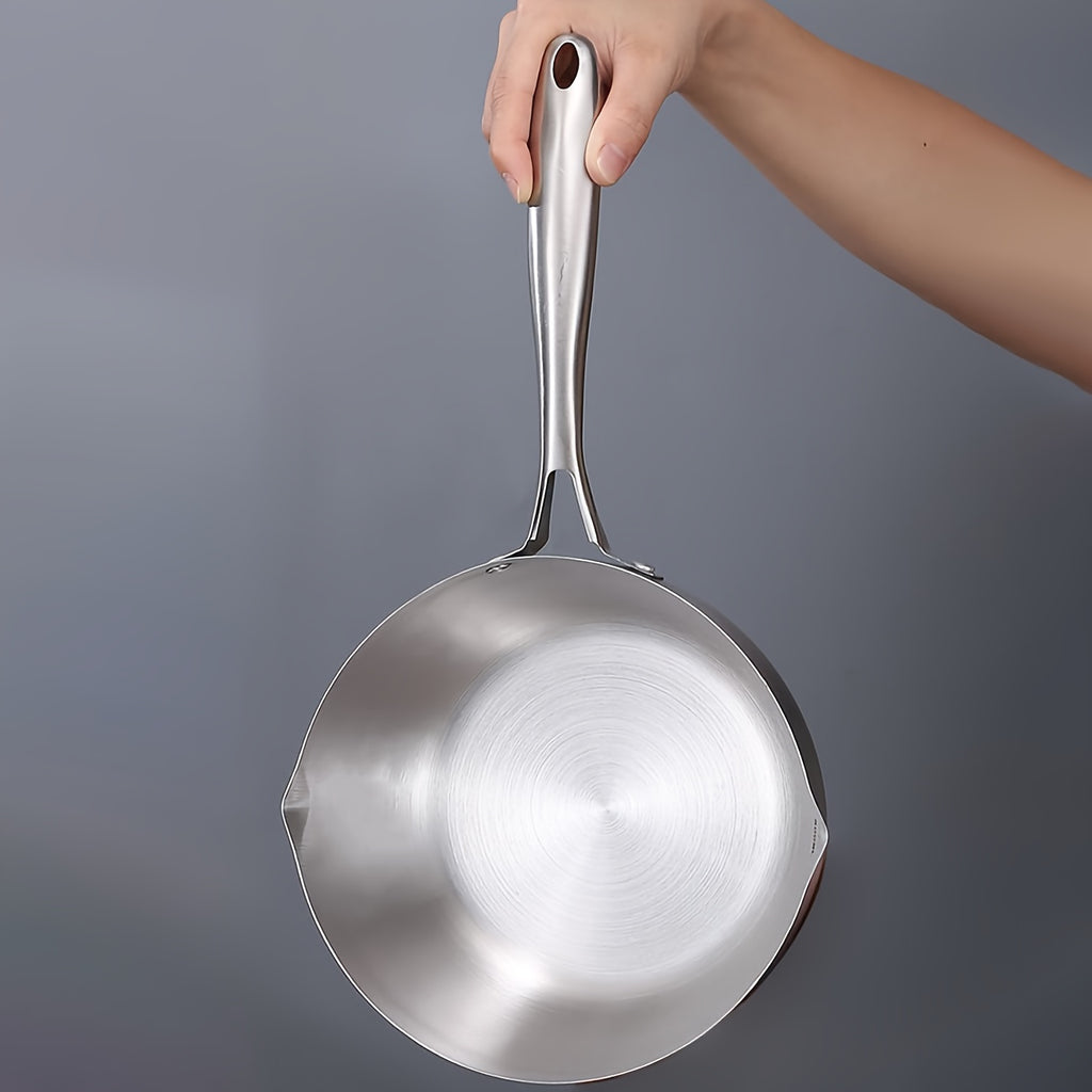 A Stainless Steel Cooking Pot, 7.09inch Milk Pot, Compatible with Gas And Induction Stoves, Featuring a Stainless Steel Handle And a Pouring Spout - Ideal for Cooking Noodles, Heating Milk, Making Soup, And Boiling Porridge
