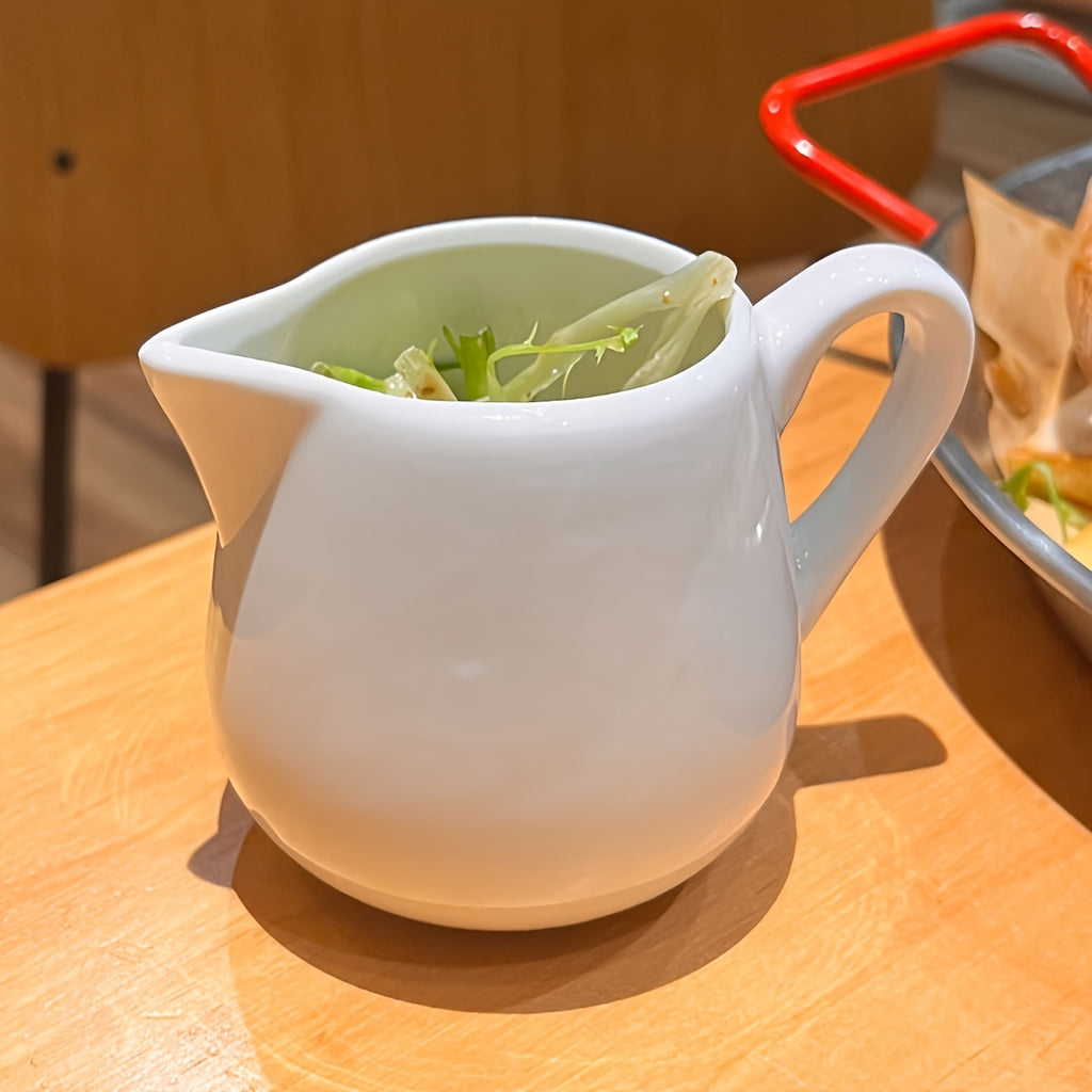 Handle Milk Cup Ceramic Sauce Pot | Creative Coffee Milk Cup, Sugar Cup, Stable Grip, Western Style, Fashionable Kitchen Seasoning Cup, Suitable for Family and Restaurant Use