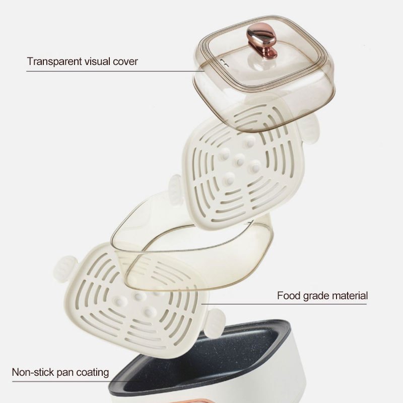 BALASHOV US Plug 2 Tier Electric Food Steamer for Cooking Vegetables, with Visualization Lids and Stackable Baskets for Fast Simultaneous Cooking, 9.5QT Multifunctional Electric Hot Pot, Auto Shutoff & Boil Dry Protection